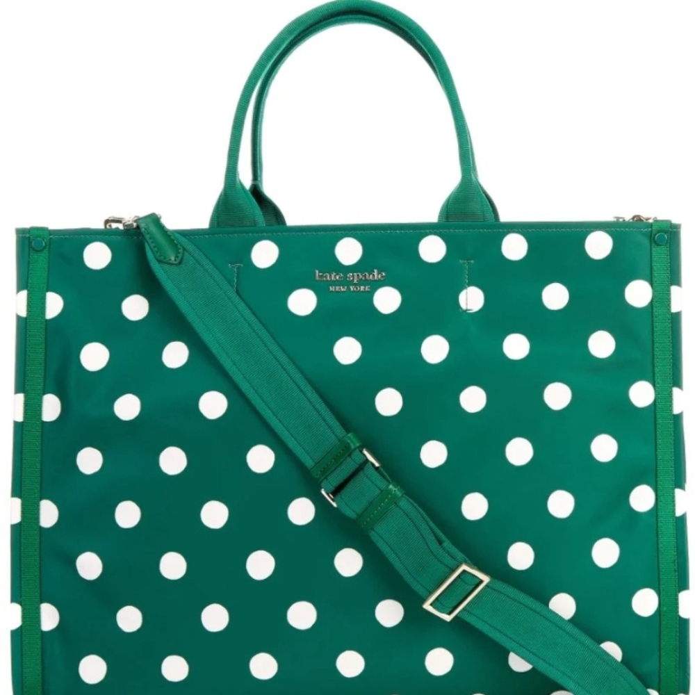kate spade Green and White Polka Dot Tote
